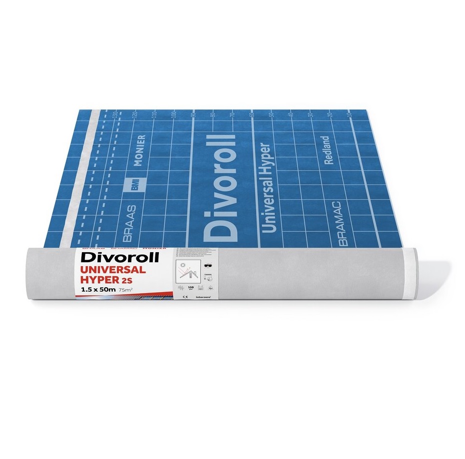 Bramac Divoroll UNIVERSAL HYPER 2s reflektív páraáteresztő tetőfólia dupla ragasztósávval 150 g/m2